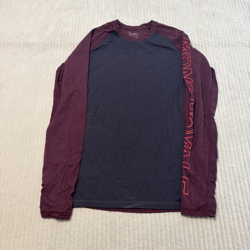 Mons Royale Merino Air Con 140 Long Sleeve T-shirt Gray Purple Men's Size L